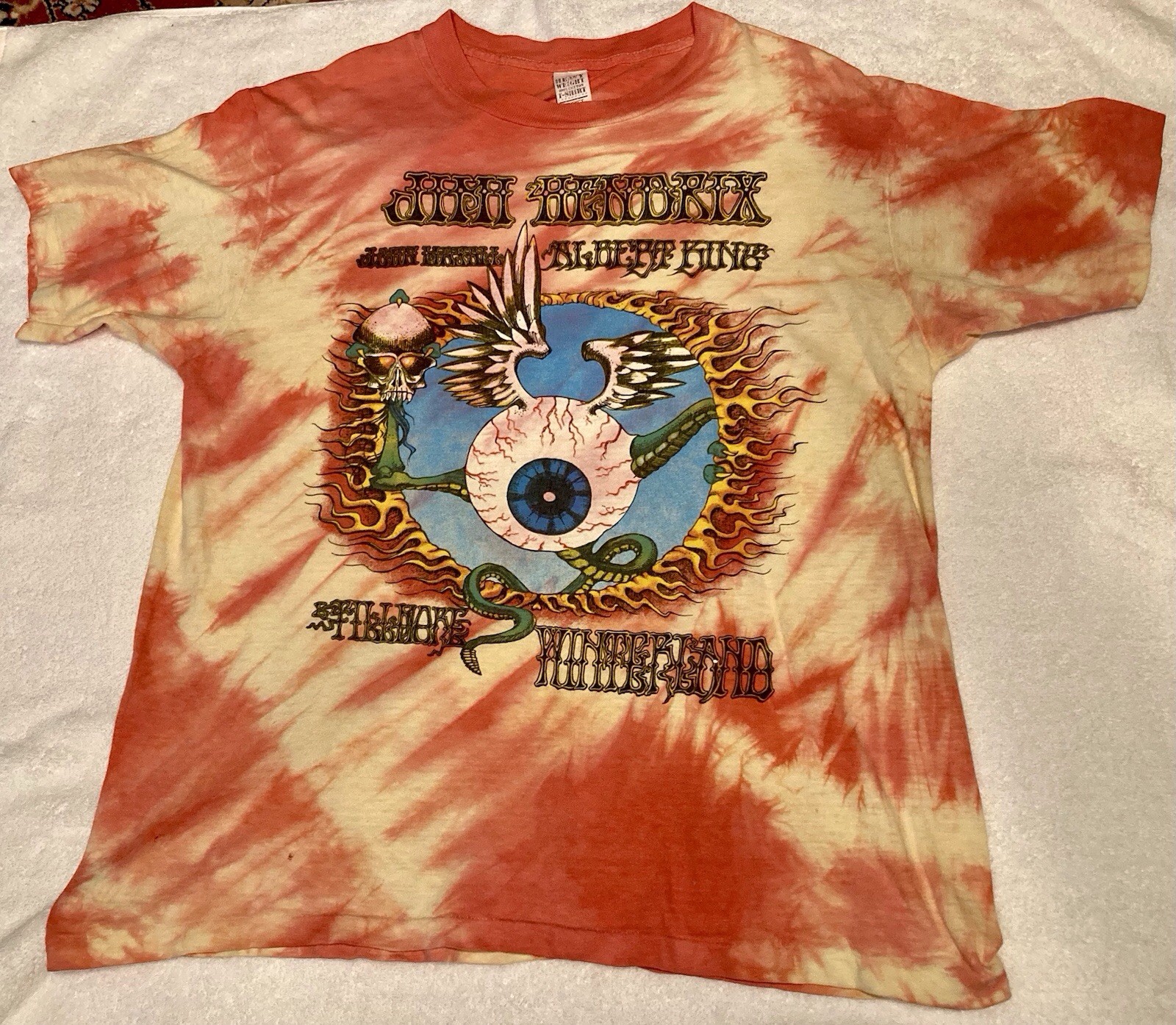 Vintage 90’s Jimi Hendrix Experience “Flying Eyeball » Tie Dye Shirt Men’s L