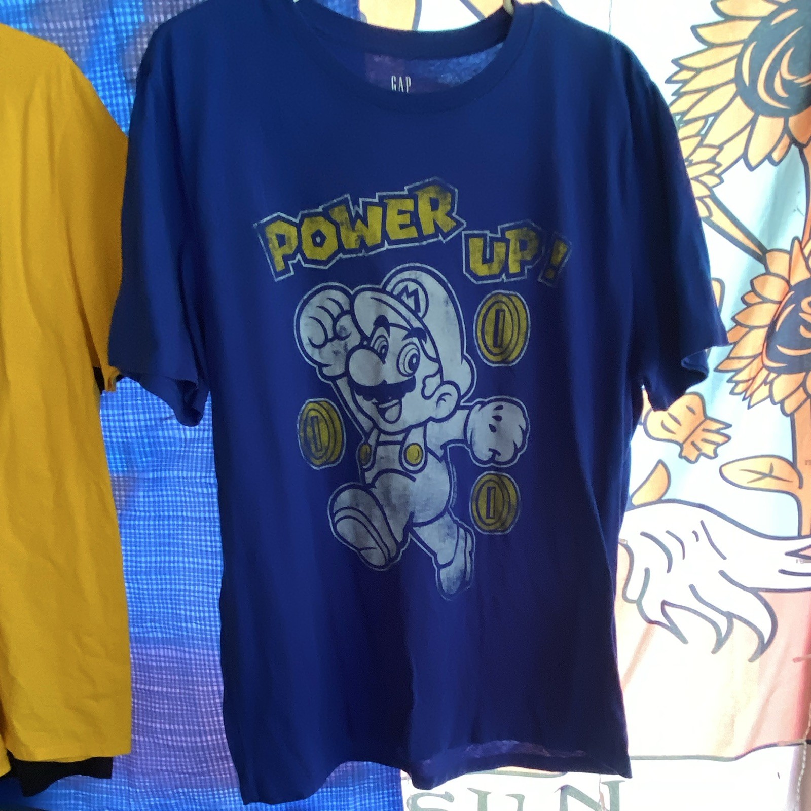 GAP Blue Super Mario Mario « Power Up » Graphic Print Short Sleeve Crew T-Shirt