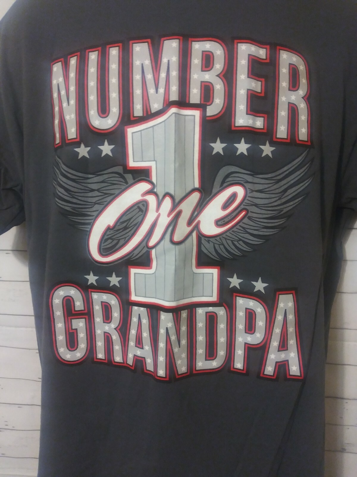 Men&rsquo;s Alstyle Gray Number 1 Grampa Graphic Tshirt, Size L