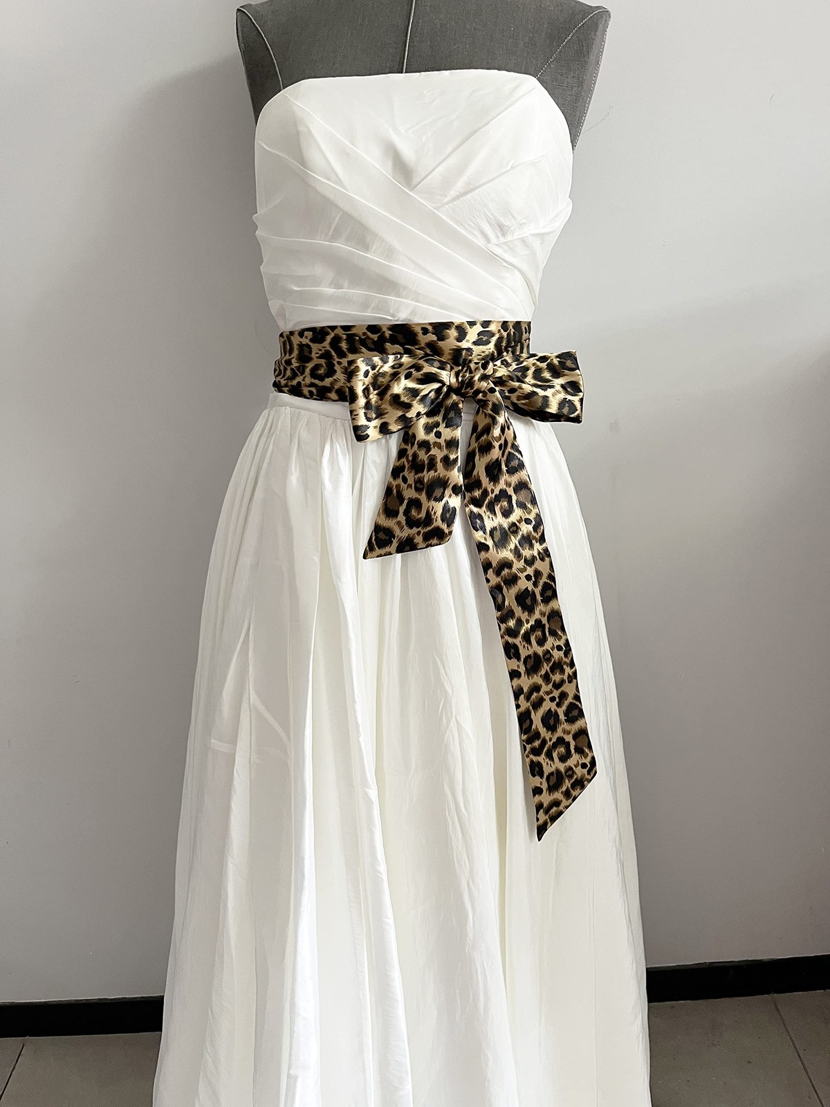 Leopard print dress sash bow sash (Champagne)
