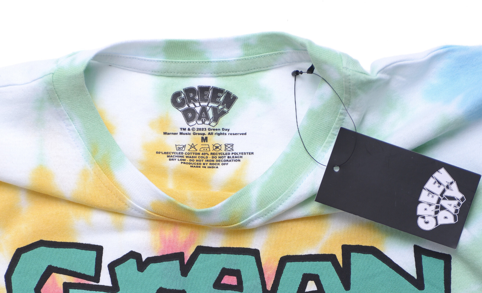 Green Day T Shirt Flower Pot Official Album Logo Tie Dye White New Punk Band