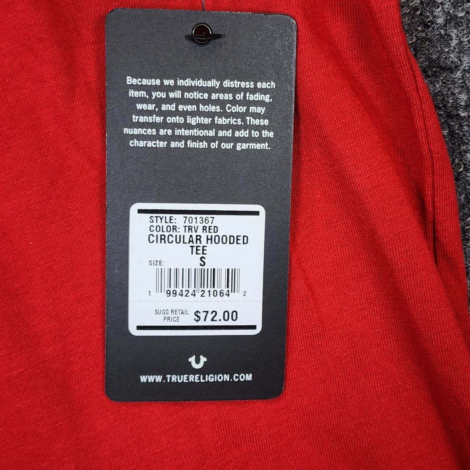 NWT True Religion Circular Hooded Tee Men&rsquo;s Streetwear Y2K Logo Graphic Size S