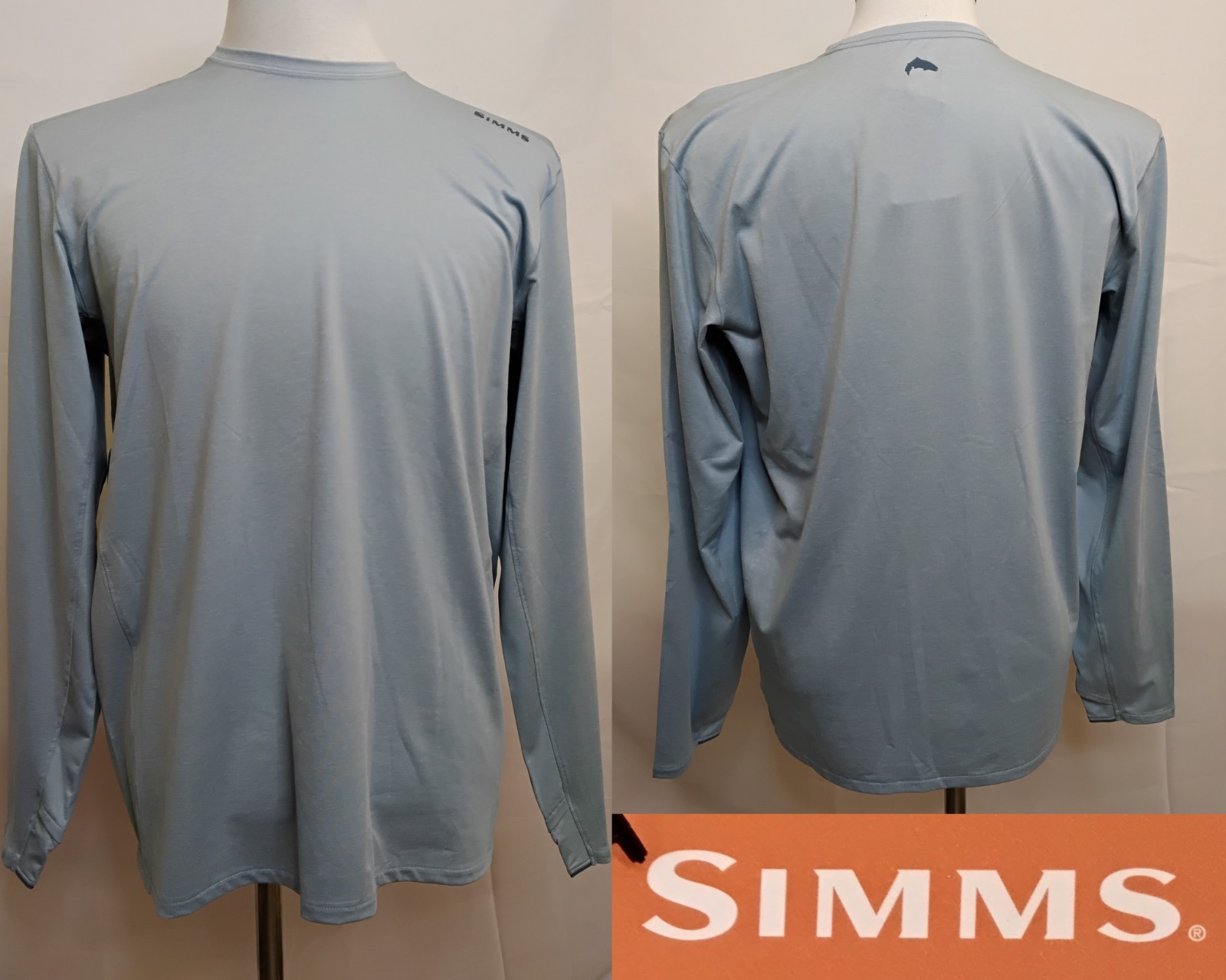 Simms SolarFlex Crew Men&rsquo;s M Steel Blue Heather UPF Odor Control #Z4917