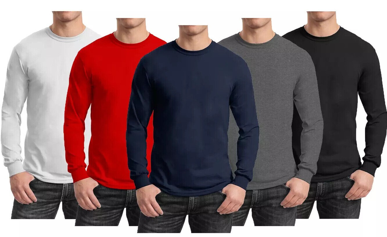 Men&rsquo;s Cotton Blend Heavyweight Long Sleeve Crew Neck Shirt ( Sizes, S-3XL ) NWT