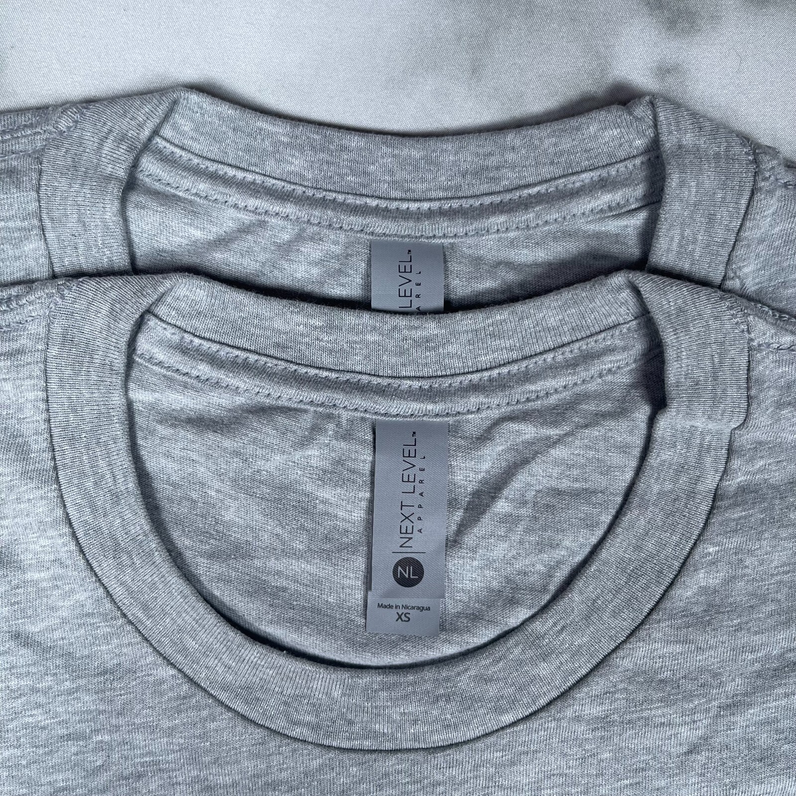 Lot of 2 Next Level Unisex Premium Gray TShirts Plain Super Soft US Size XS