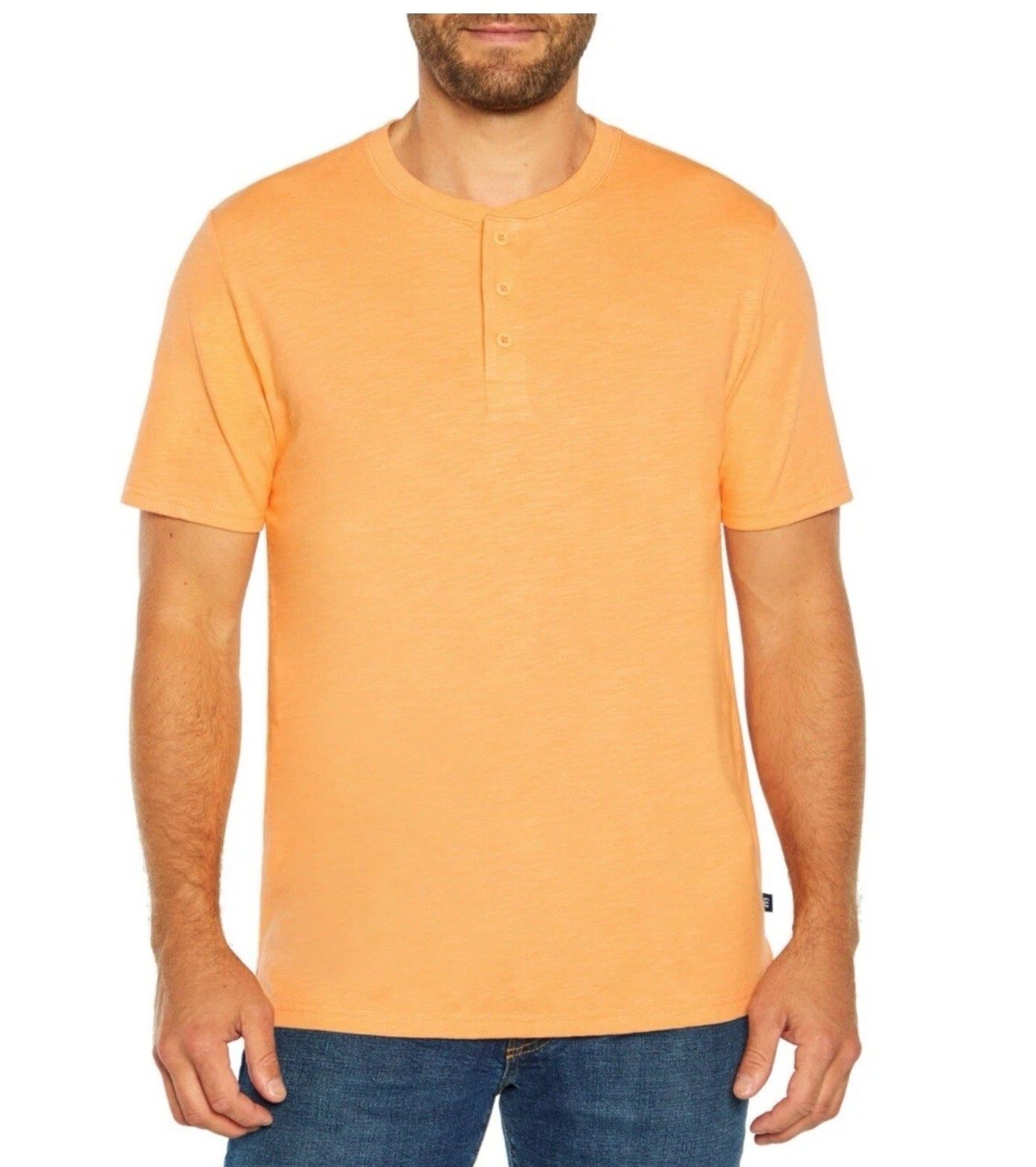 GAP Men&rsquo;s Soft Short Sleeve Half Button Collar Slub Henley Apricot Wash Medium