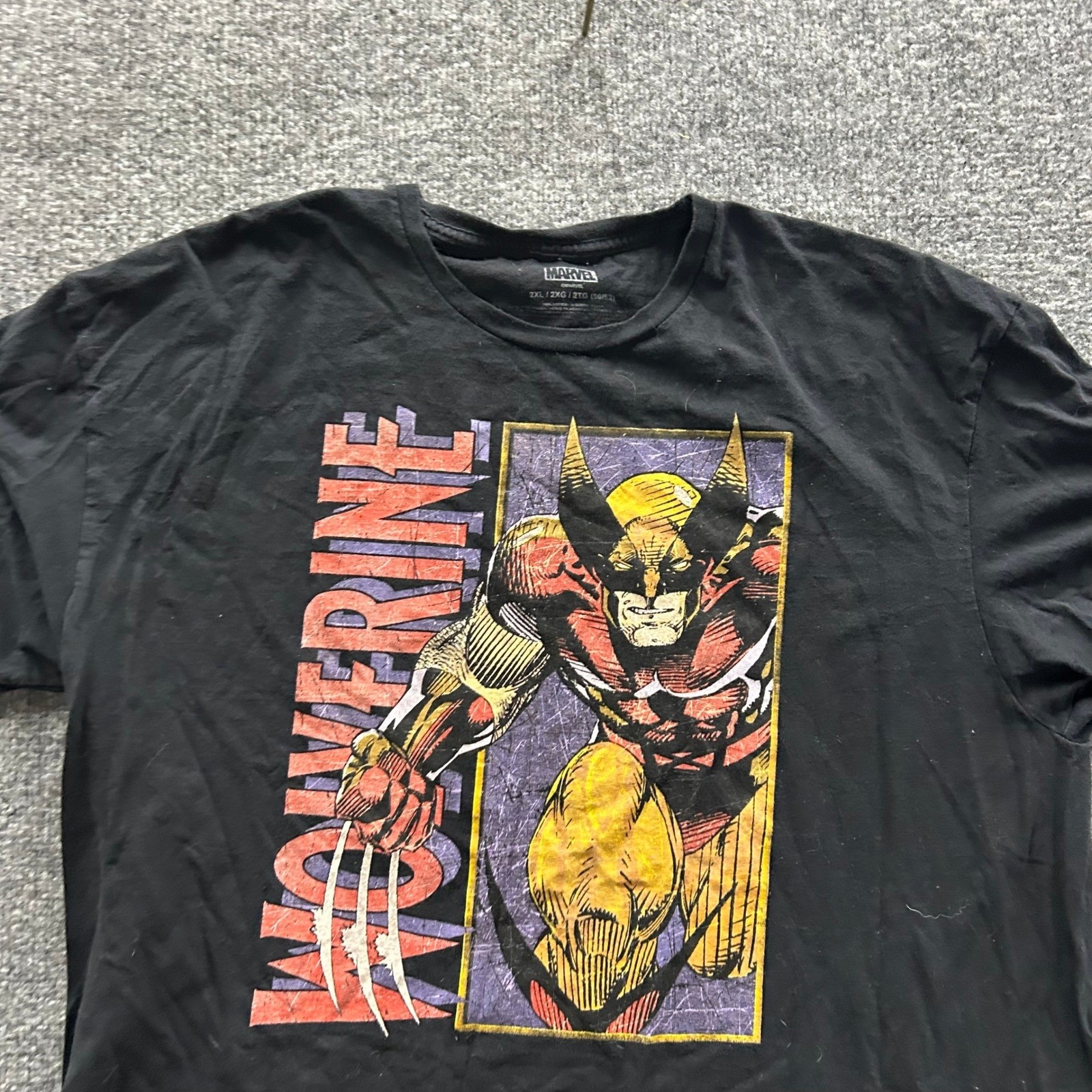 Marvel T-Shirt Mens Size 2XL Black Wolverine Graphic Cotton Short Sleeve