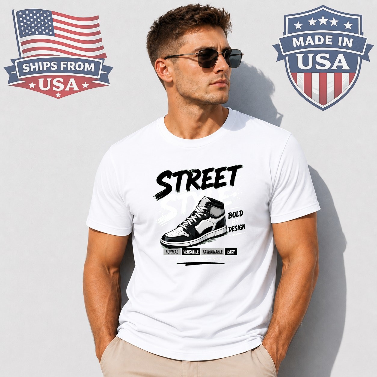 Sneaker Built For Every Step Graphic T-Shirt Bold Shoe Design