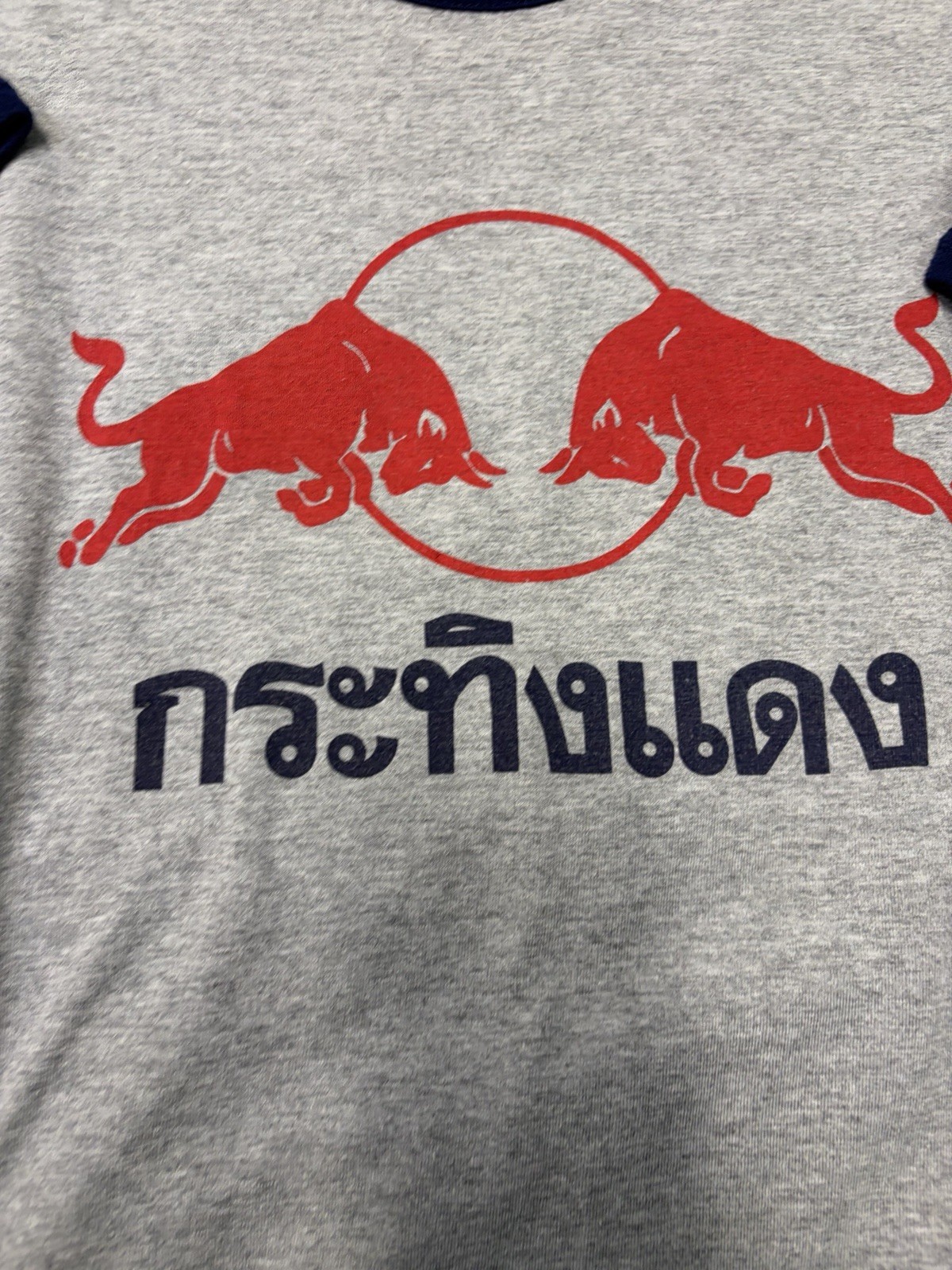 Vintage Authentic Red Bull Thailand Graphic Ringer Tee T Shirt Size XL
