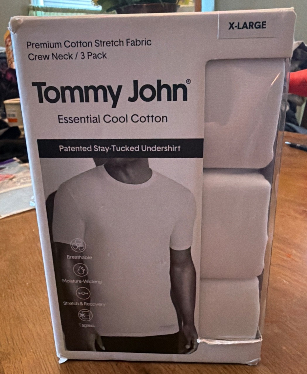 Tommy John 1003994 Crew Neck 3 Pk XL Cool Cotton Stretch White Shirt New in Box