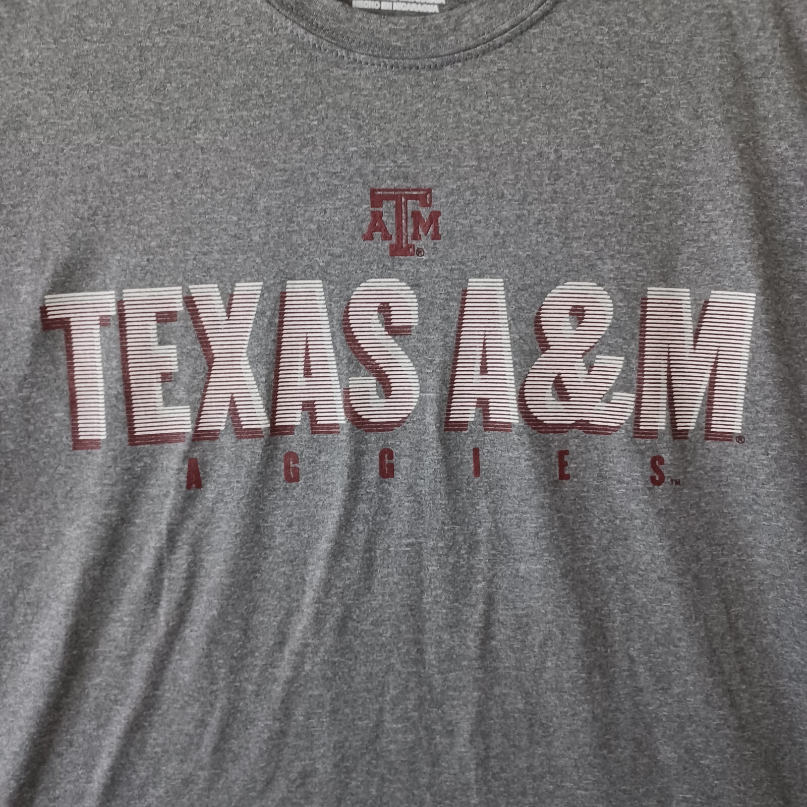 Texas A&M Shirt Mens XL Gray Short Sleeve Graphic Logo Activewear Casual Shirt