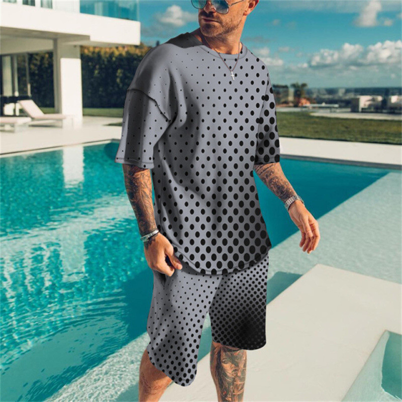 Men&rsquo;s Outfit 2-Piece Set Short Sleeve T-Shirts and Shorts Sweatsuit Set Summer