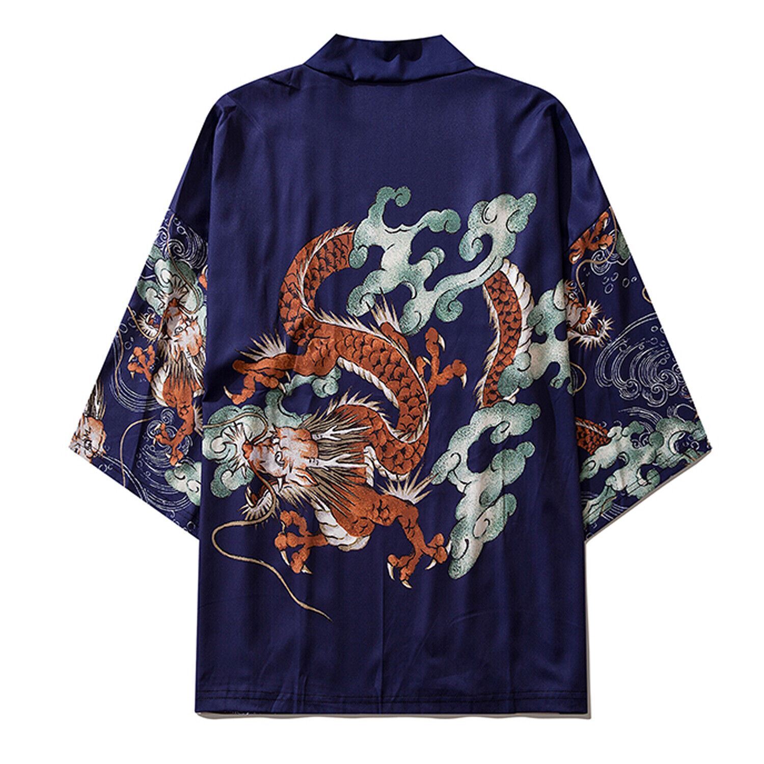 Niepce Men&rsquo;s Flying Dragon in The Clouds Graphic Japanese Kimono Cardigan