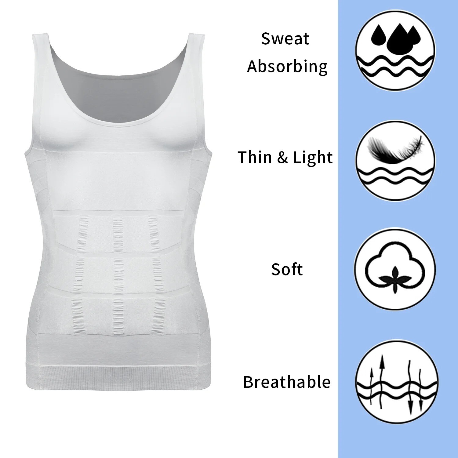 3 Pack Men&rsquo;s Compression Shirt Slimming Body Shaper Vest Tummy Control Shapewear