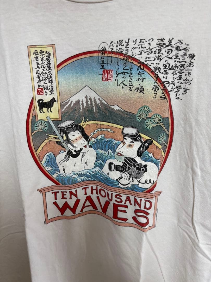 90s Hanes Beefy-T USA Made Ukiyo-e Ten Thousand Waves Graphic T-Shirt XL