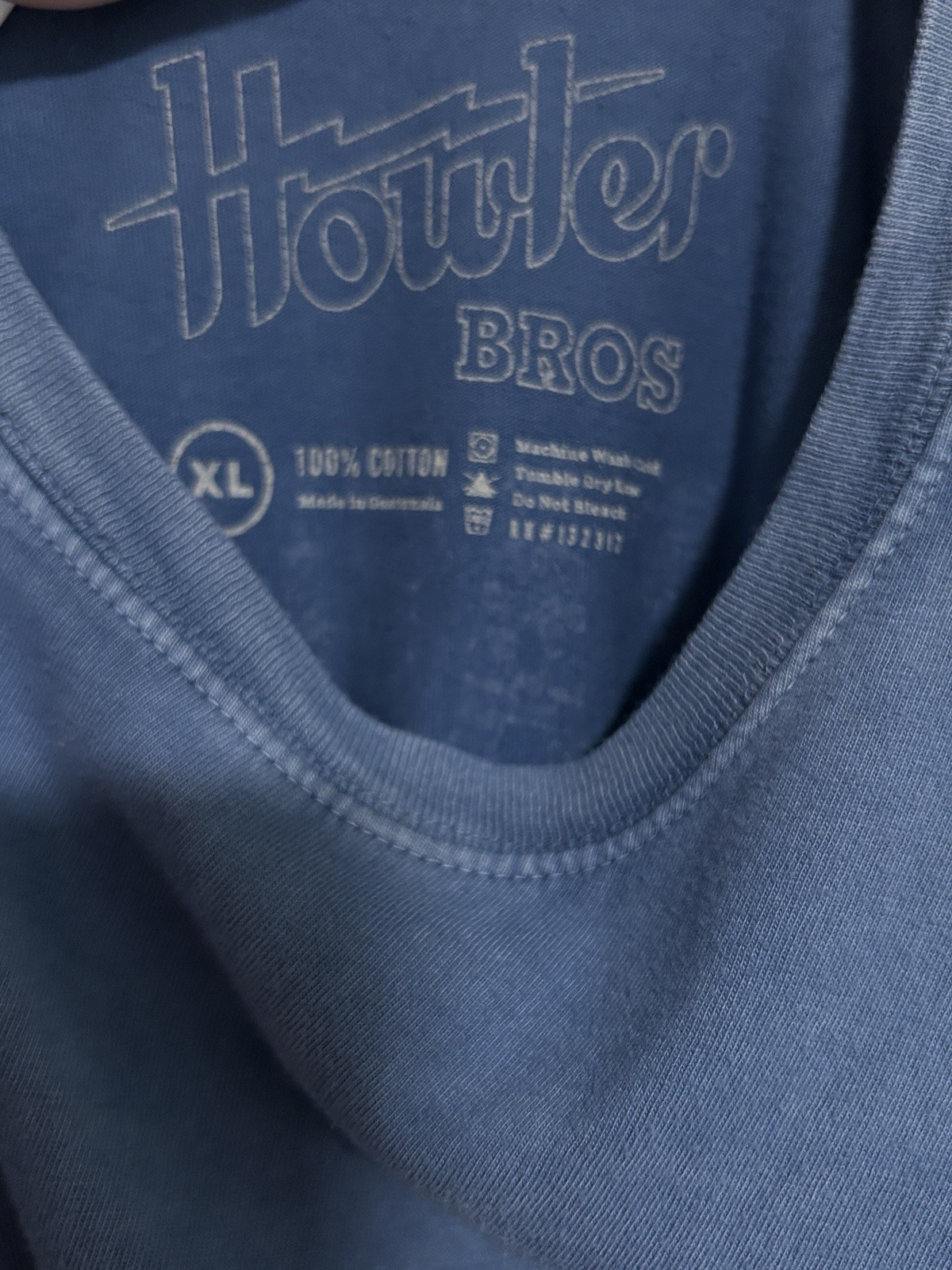 Howler Brothers Men&rsquo;s Blue T-Shirt Handsaw And Flower Design, Blue With Pocket