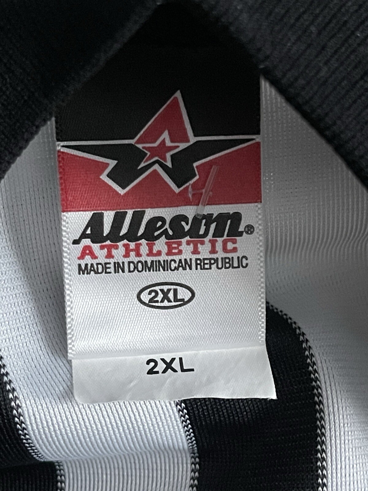 Alleson Athletic Referee Shirt Mens 2XL V-Neck Black & White Striped Jersey LNC