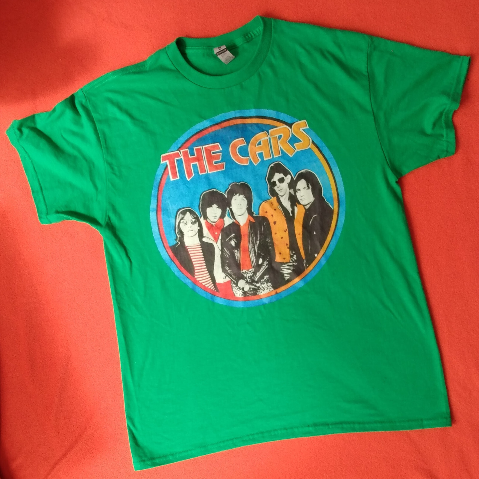 NEW & In-hands : THE CARS Band Music Green T-Shirt Large 80s New Wave Ric Ocasek