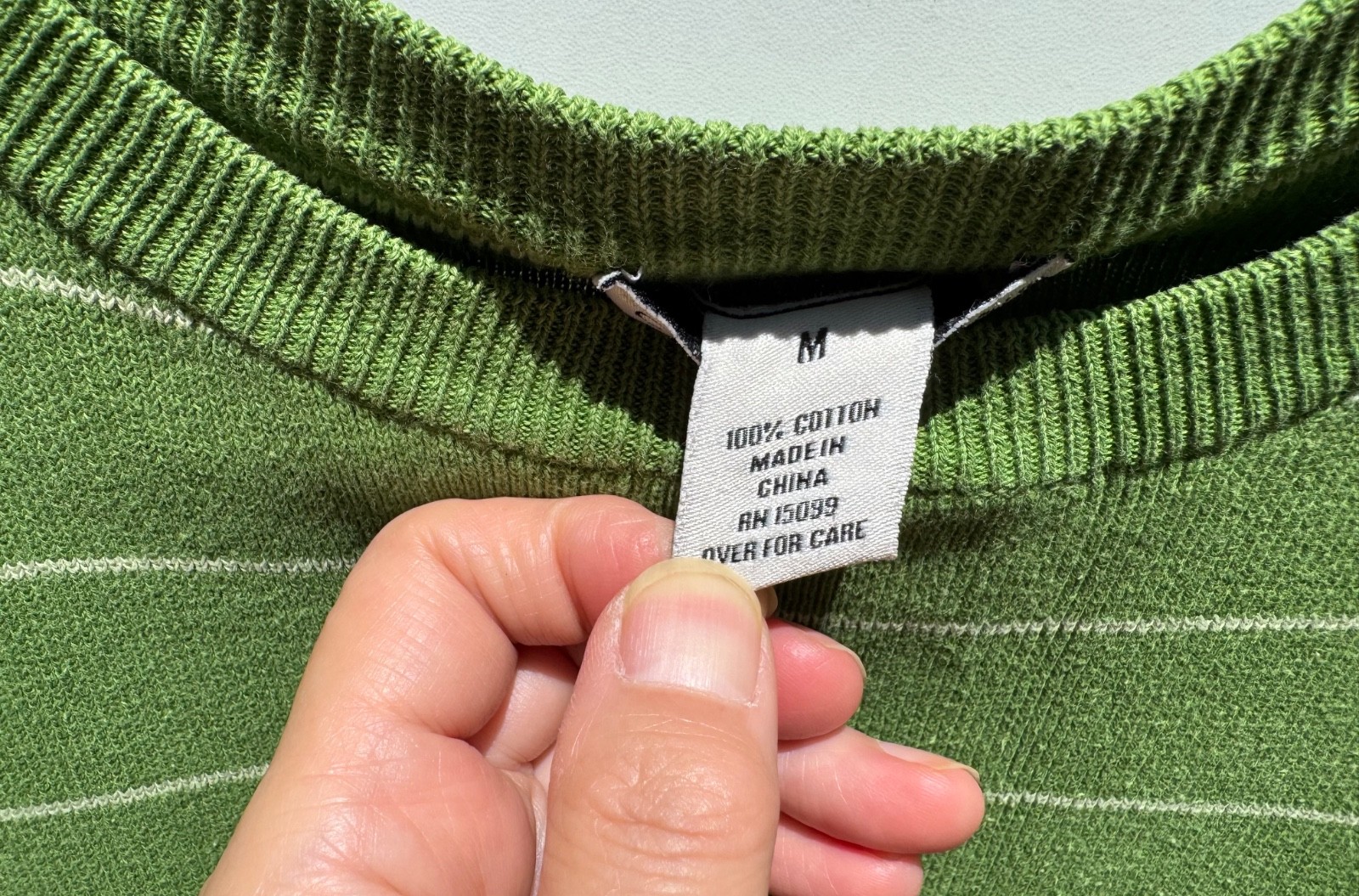 Covington Men Size M Classic Green Casual Knit Short Sleeve Shirt Stripes