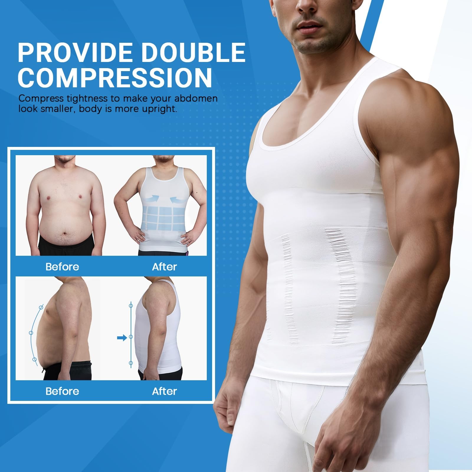 Men&rsquo;s Gynecomastia Compression Tank, Slimming Workout Body Shaper Undershirt