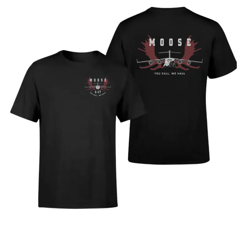 Moose C-17 Military Aircraft T-Shirt Two Side, Vintage Streetwear Tactical Airli
