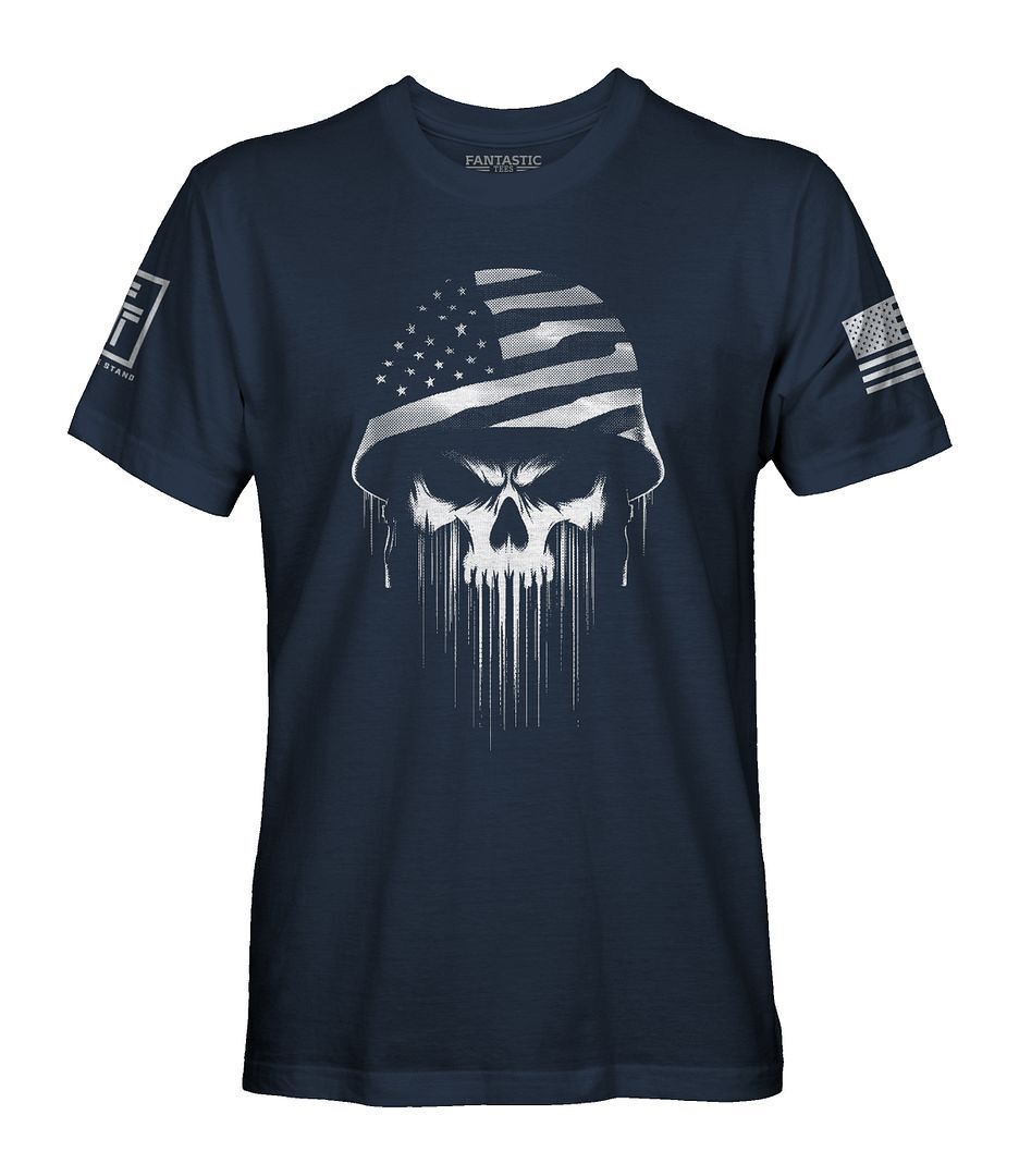 USA Soldier Skull Patriotic Men&rsquo;s T-Shirt (WHITE)