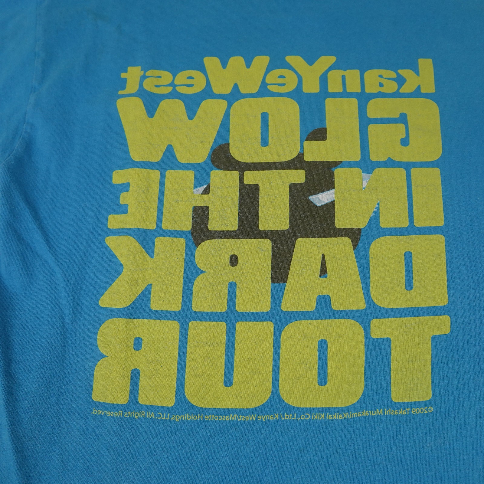 Kanye West Glow In The Dark Tour Shirt Mens Small Blue Takashi Murakami 2009 Tee