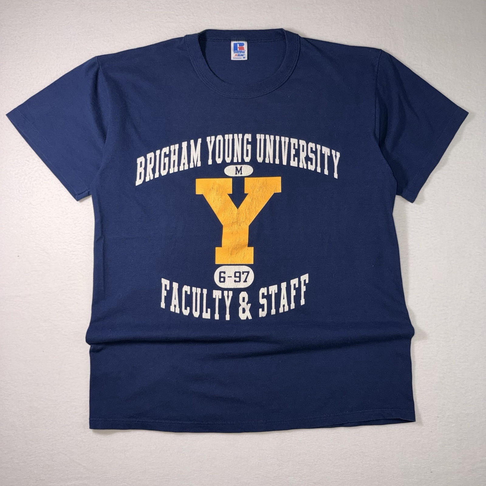 Vintage 1997 BYU Brigham Young University Staff USA Single Stitch Shirt Medium