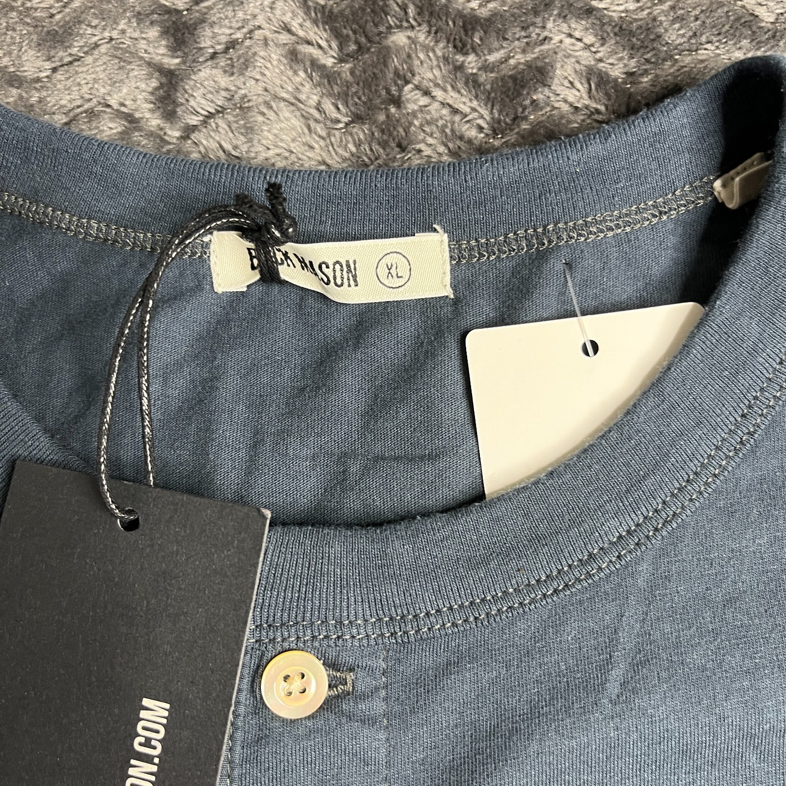 Men’s Buck Mason Henley Long Sleeve Cotton Size XL Blue NWT