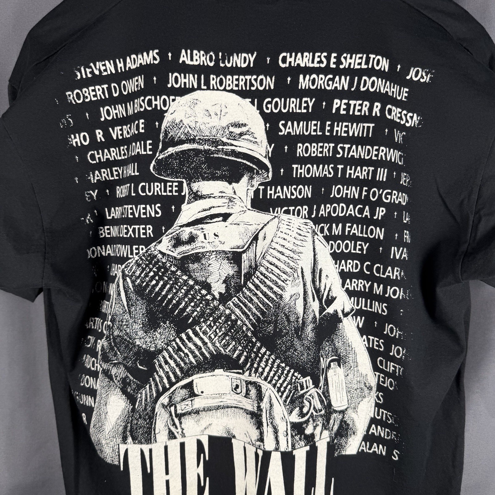 Vintage Single Stitch T Shirt XL POW MIA The Wall USA Military Veteran Black Tee