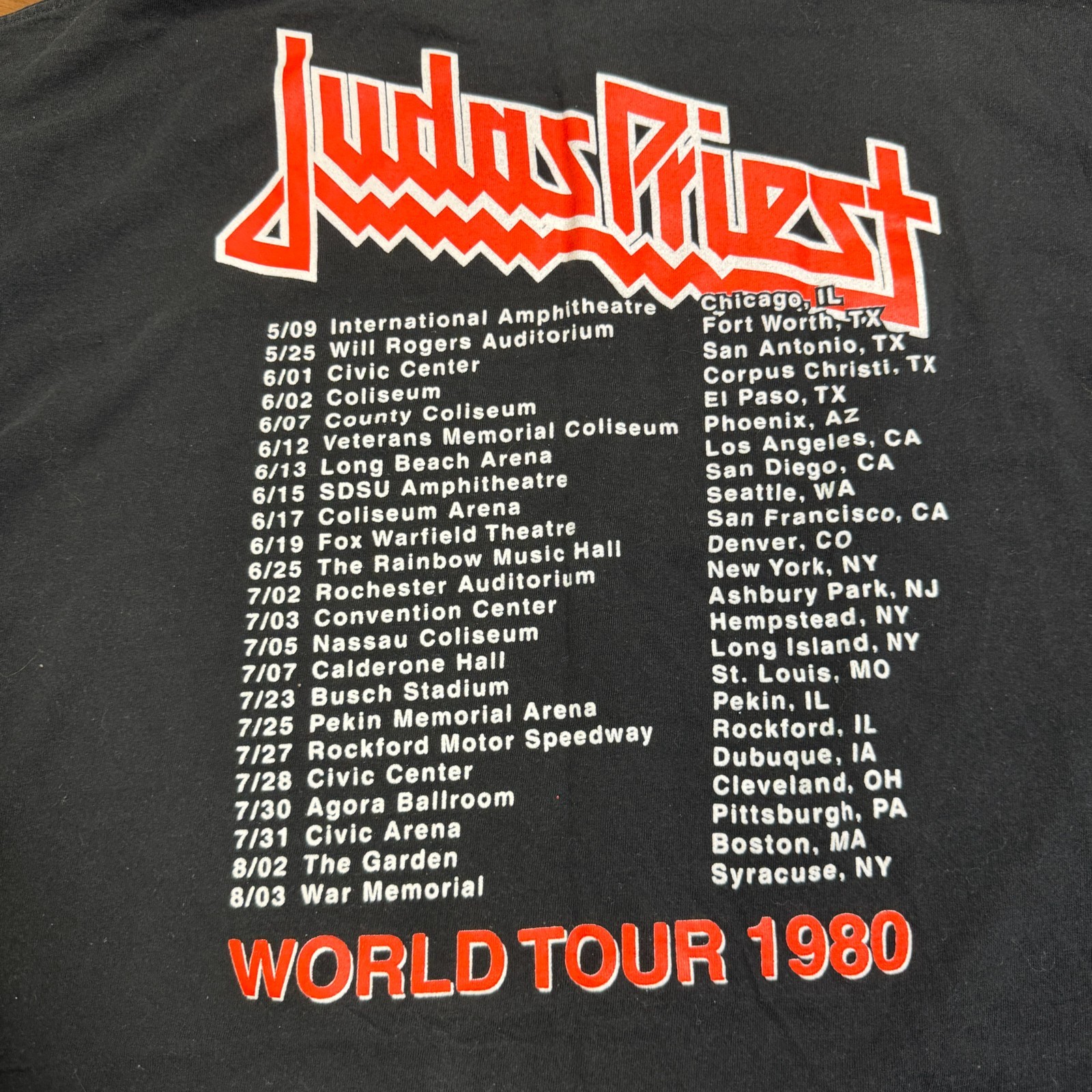 Vintage Judas Priest BRITISH STEEL 1980 World Tour T-Shirt XL Black Delta