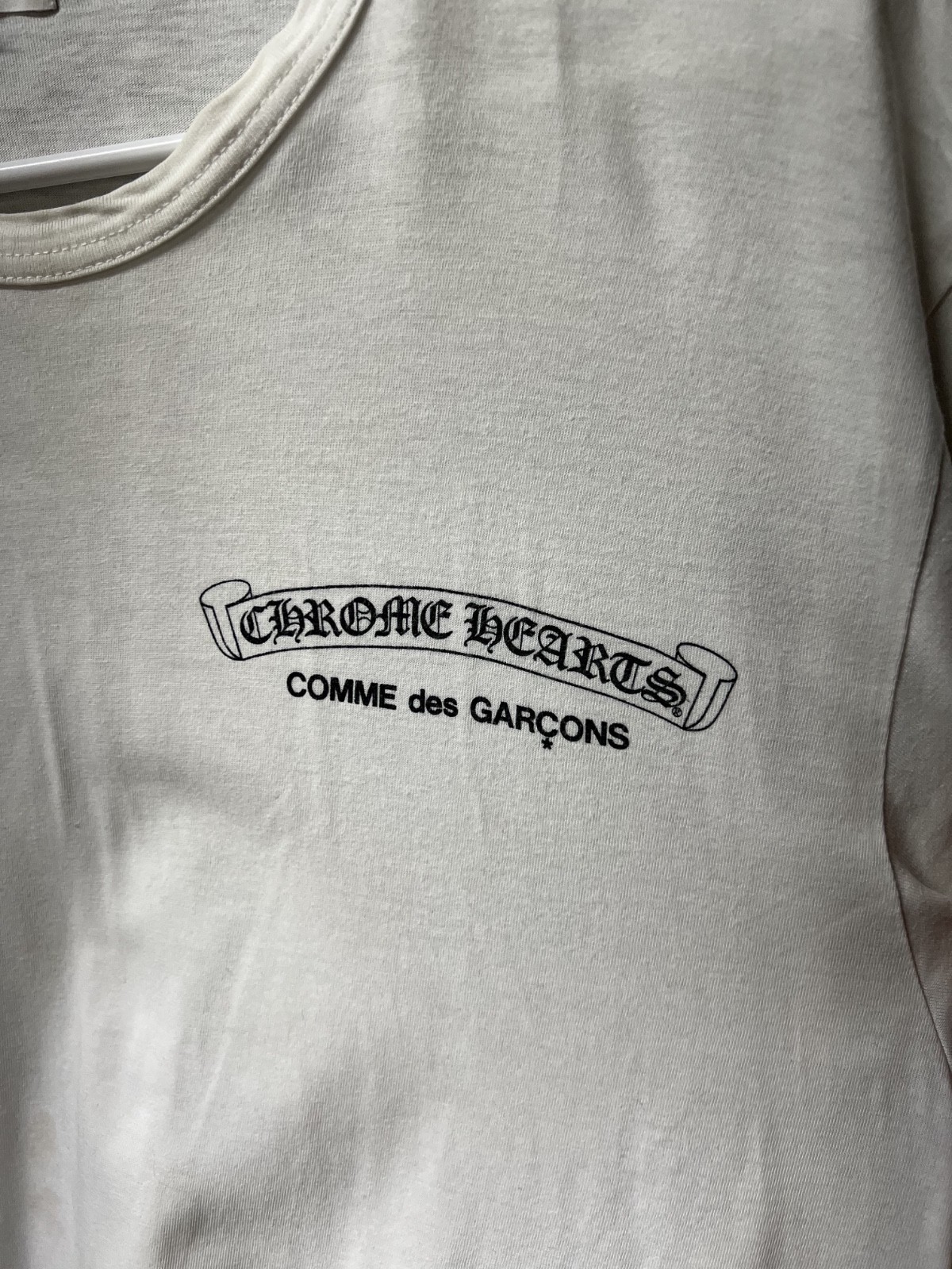 2007 chrome hearts x comme des garcons white t-shirt, preowned size medium