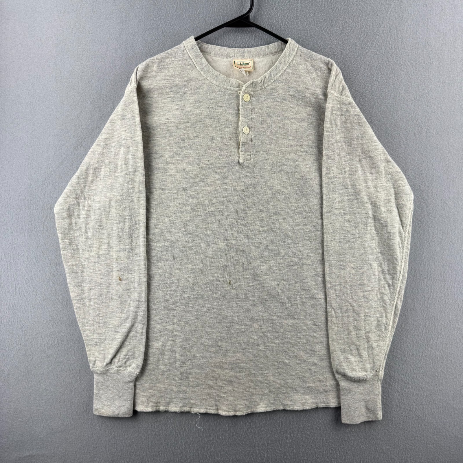 Vintage LL Bean River Driver Shirt Mens Large Wool Two Layer Henley Made in USA