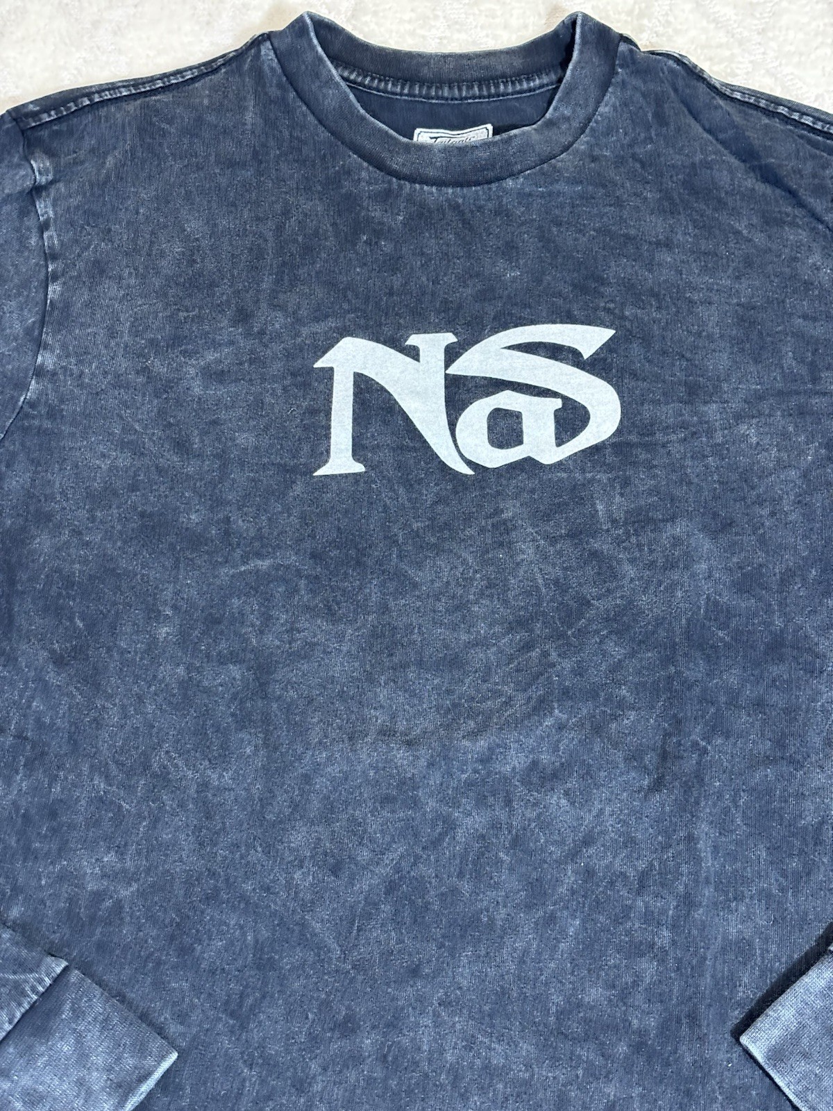 Nas Hip Hop If I Ruled The World 2 Sided Stone Wash Blue Long SleeveTee Size XS
