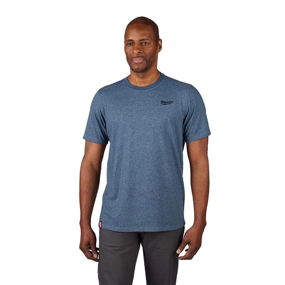 Milwaukee Men&rsquo;s X-Large Blue Cotton/Polyester Short-Sleeve Hybrid Work T-Shirt