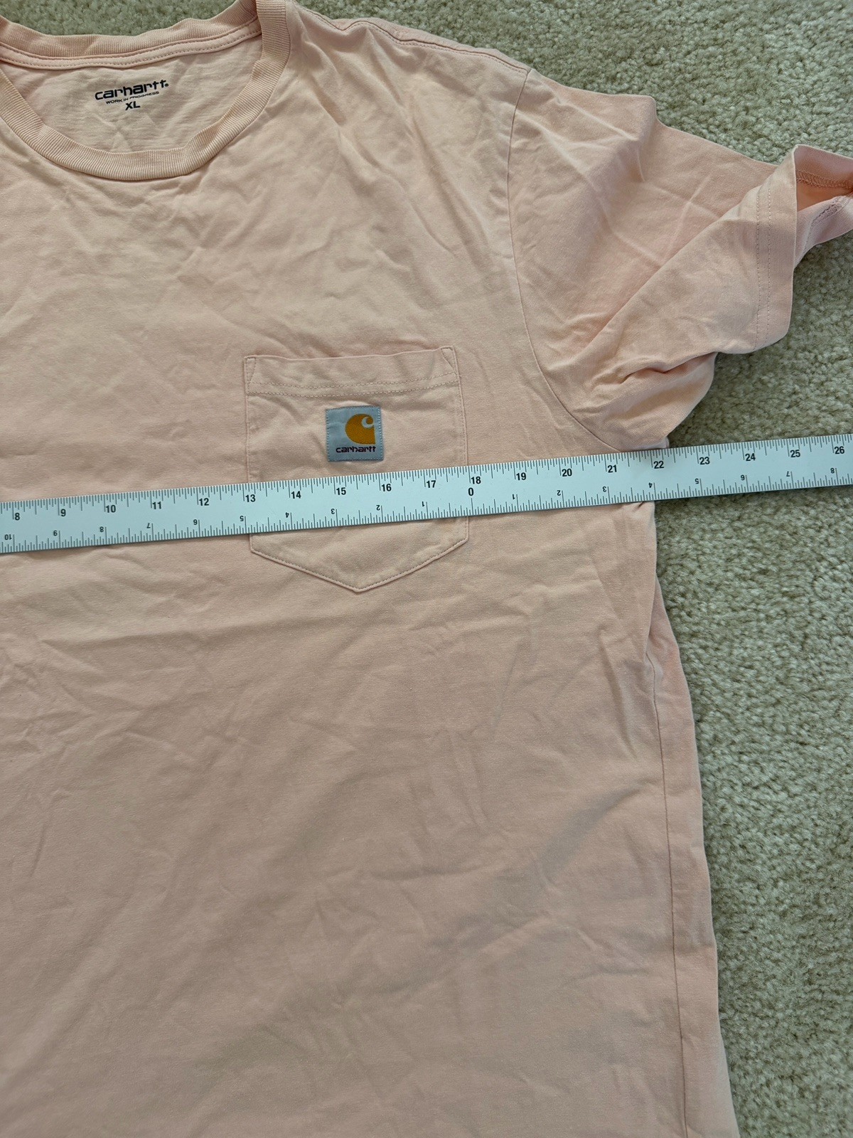 Carhartt Men&rsquo;s Pink Solid Pocket Logo Short Sleeve Crew Neck T-Shirt Size XL