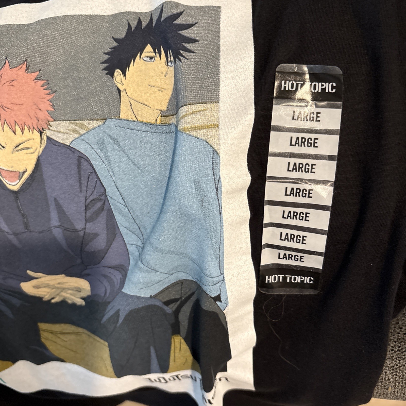 Jujutsu Kaisen Short Sleeve Black Anime polaroid Tee Shirt Size Large NWT