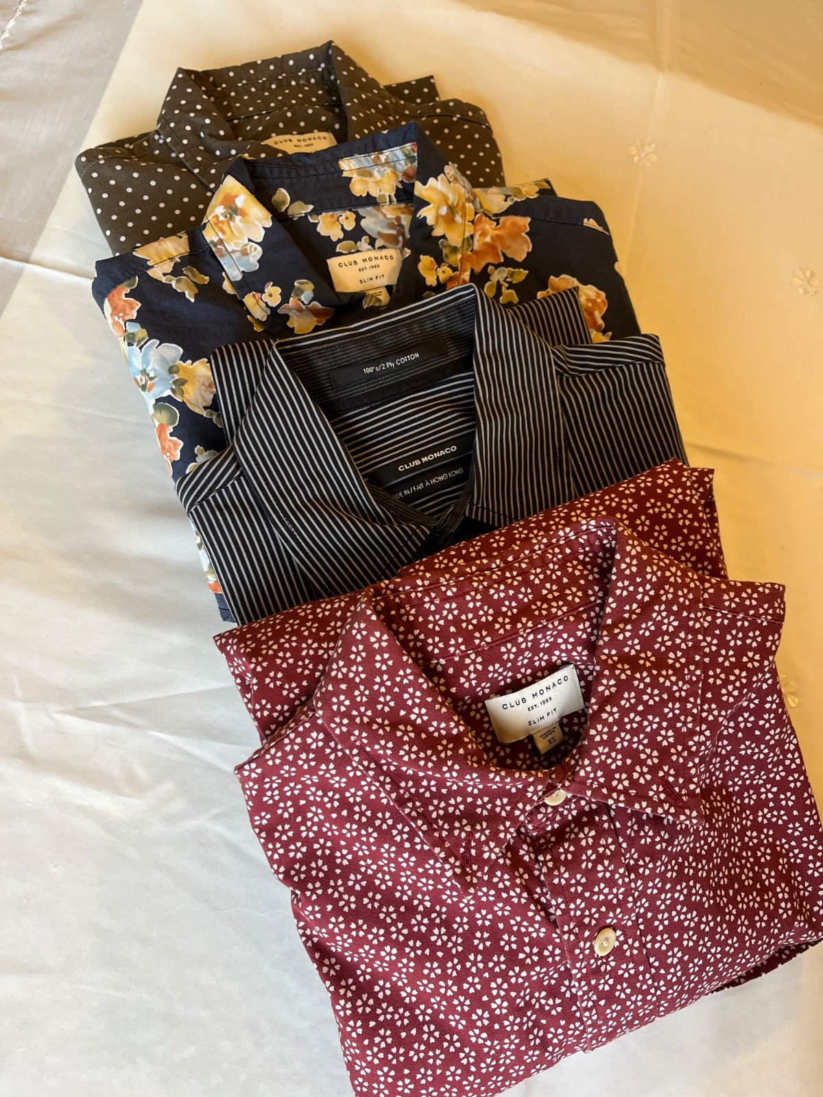 Mens Club Monaco Long Sleeve Button Down Dress Shirts 4 PC Lot