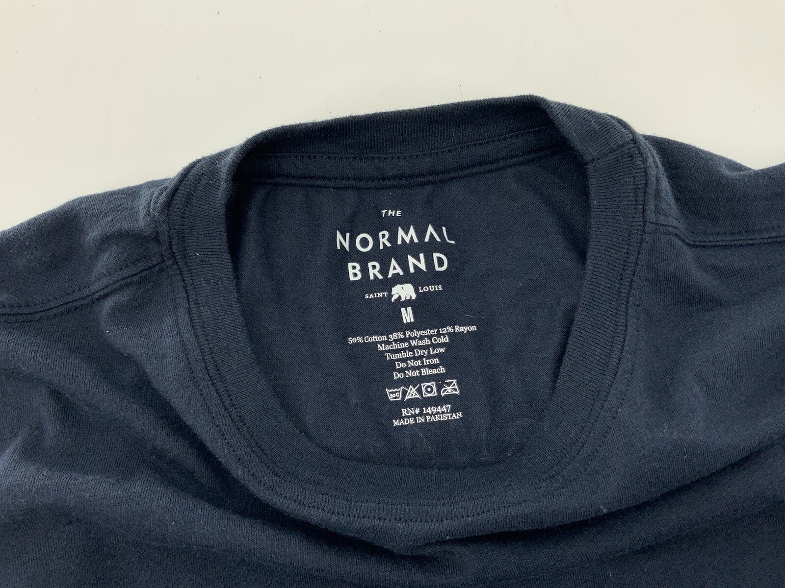 The Normal Brand Pocket T-Shirt Long Sleeve M Navy Cotton Poly Rayon YGI U4-104