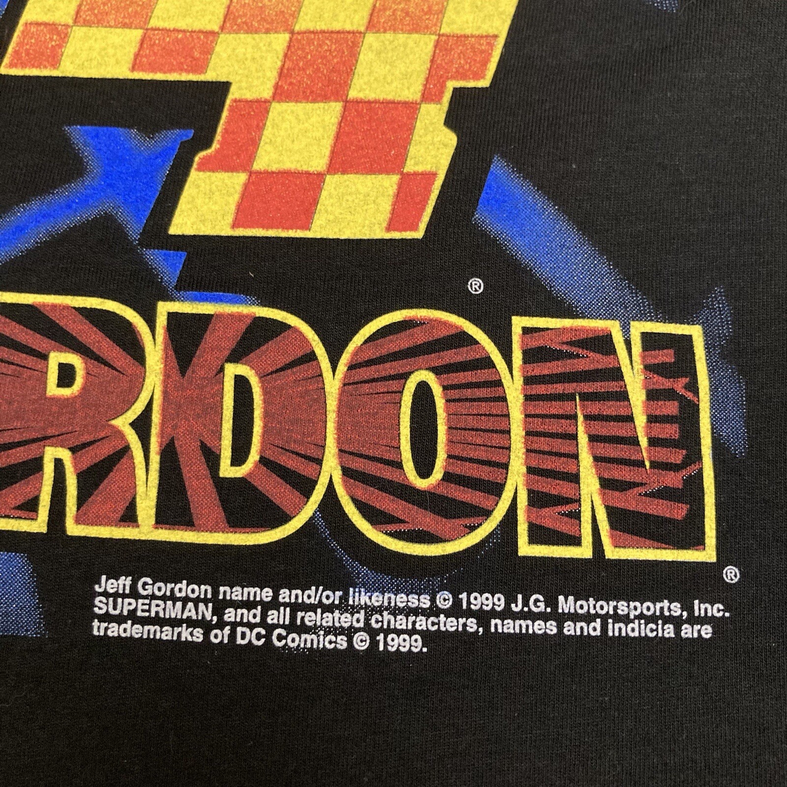 VTG 1999 Jeff Gordon 24 NASCAR Superman Racing A Galaxy Saved T-Shirt L NWT