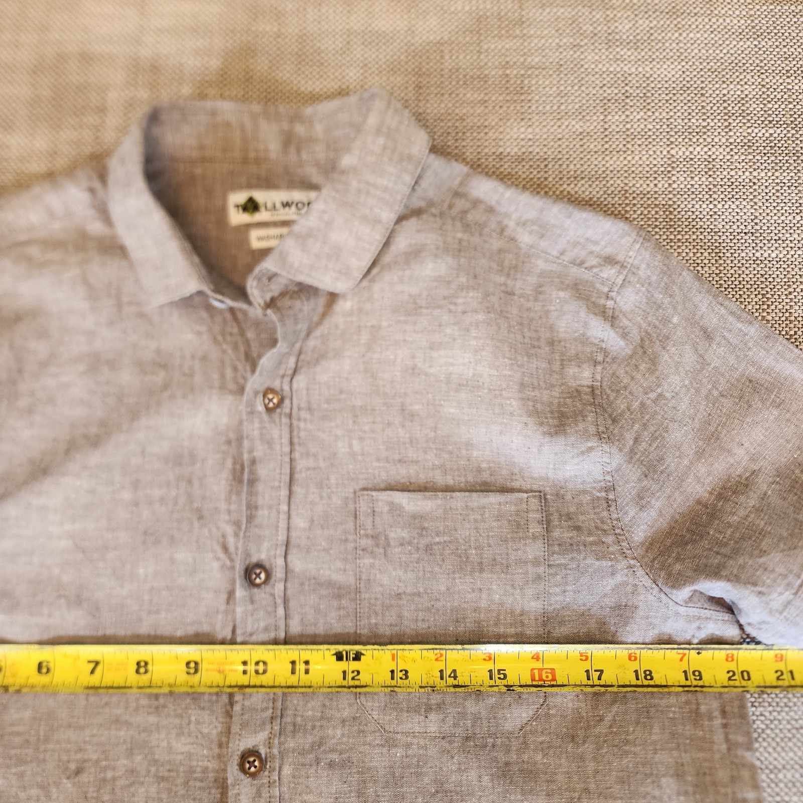 Tallwoods Men&rsquo;s Shirt M, Washable Linen, Gray, Premium Lifestyle Apparel