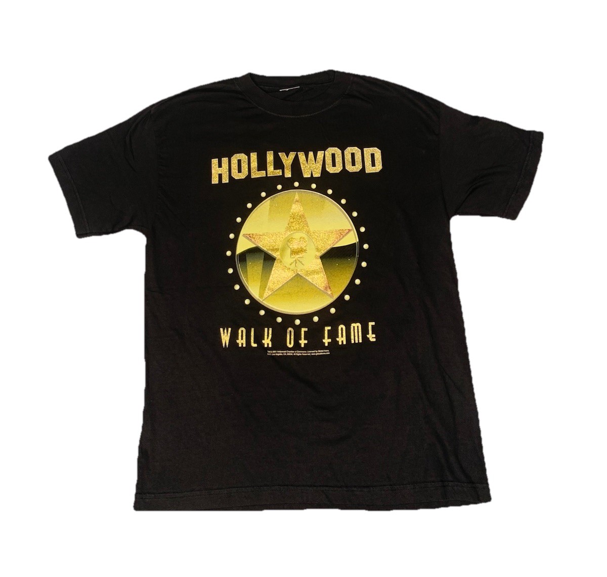 VTG Y2K Hollywood Walk Of Fame TM & 2001 Global Icons, LA T Shirt Black Sz M
