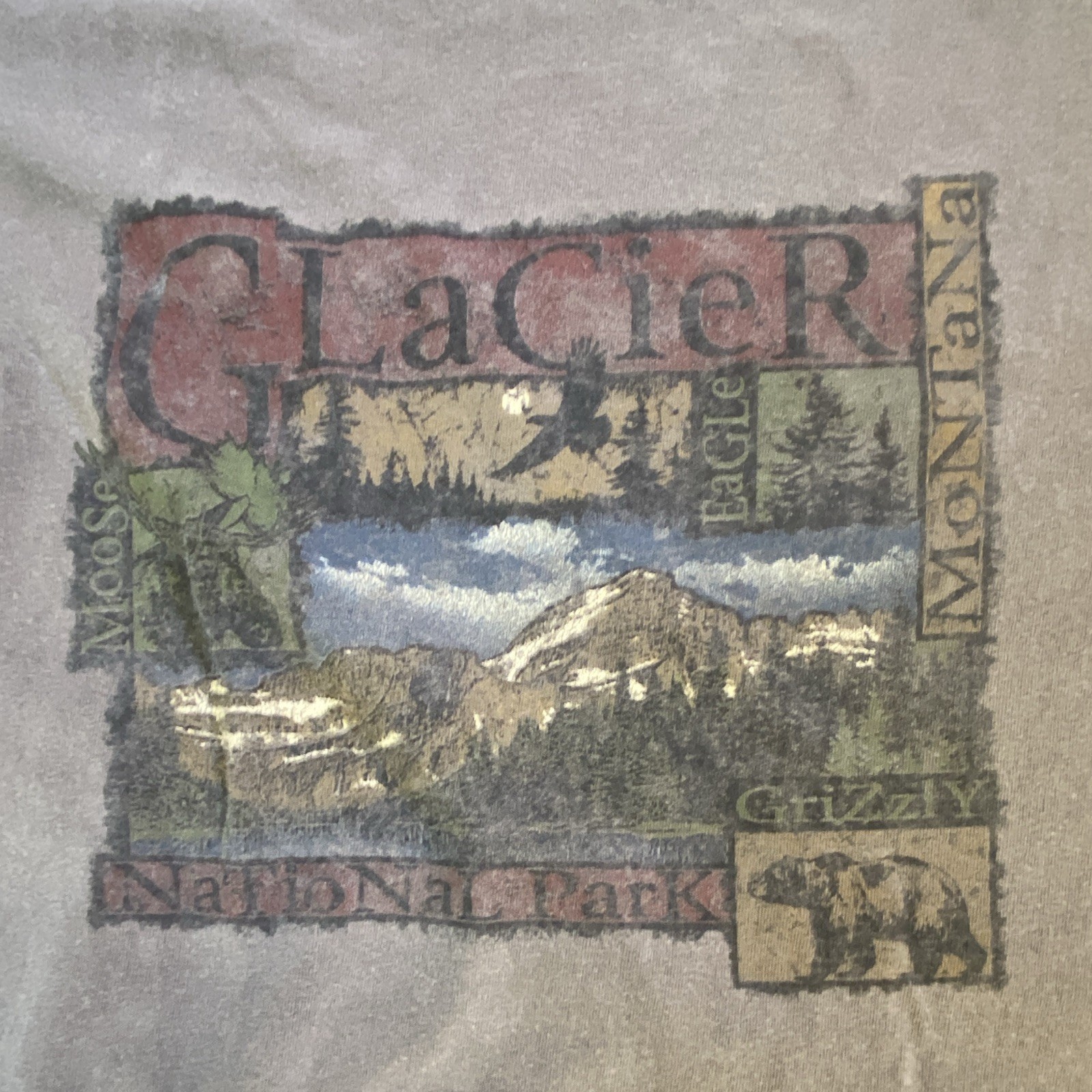 Comfort Colors Men&rsquo;s XL Light Brown Glacier National Park Cotton T-Shirt