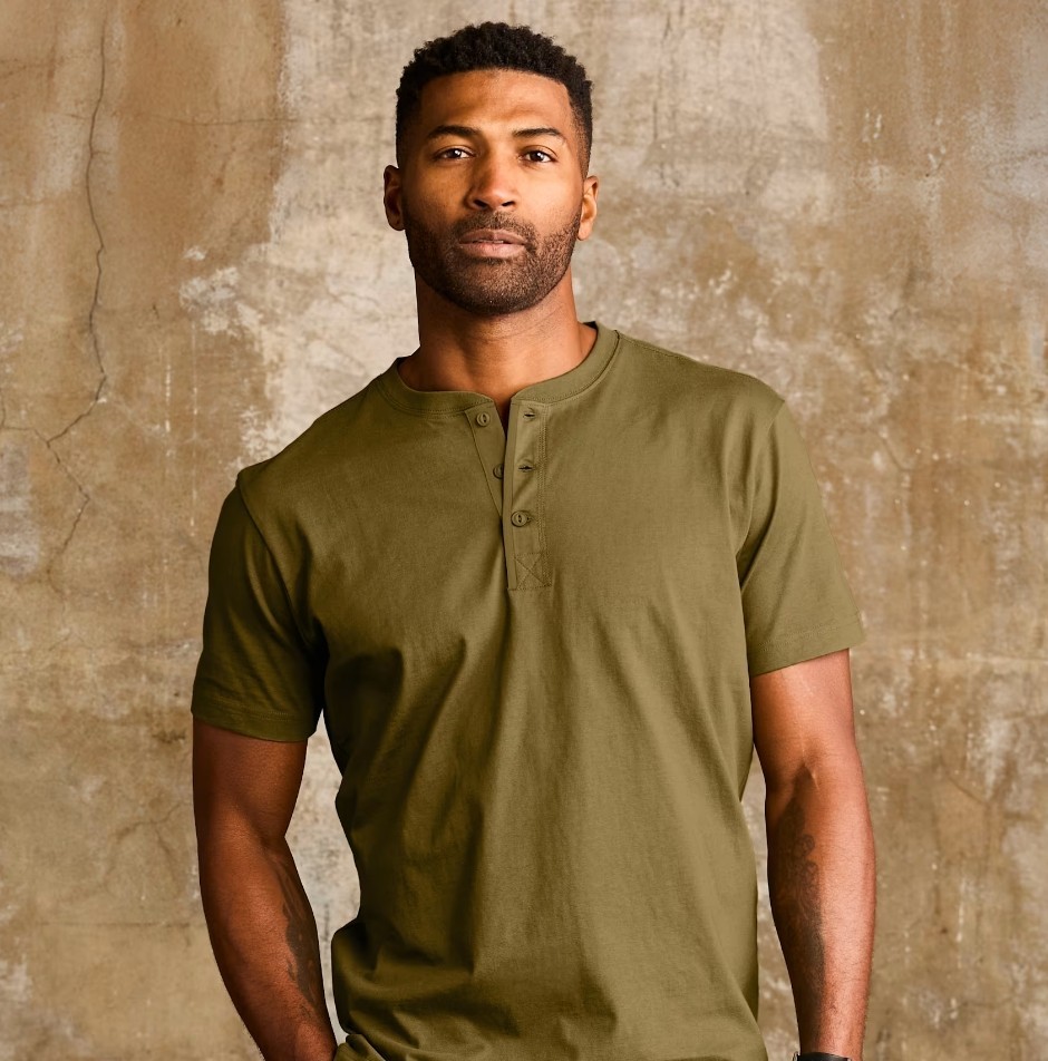Sturdy Henley Tee-bestselling Sturdy Tee, the Sturdy Henley adds a 3-button.