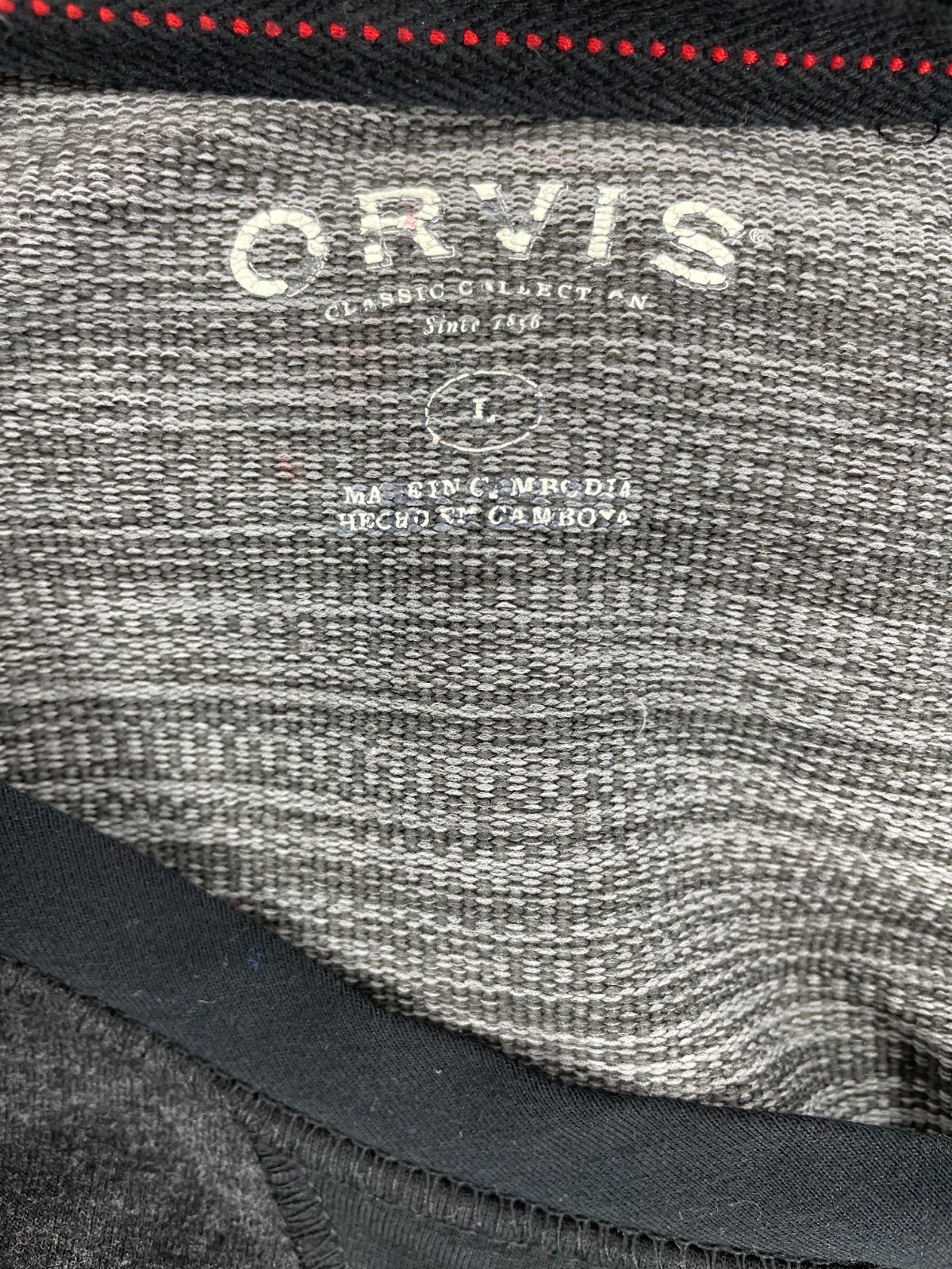 Orvis Lounge Lounge Shirt Mens Large Gray Stretch Wordmark Logo Raglan Sleeve