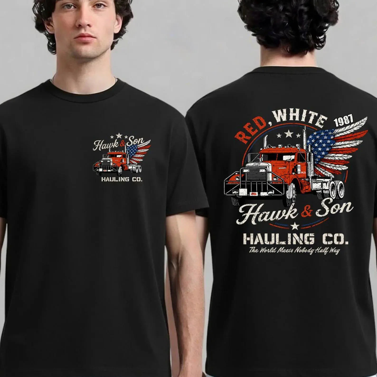 Over The Top Trucker Shirt, Hawk and Son Vintage Tee, Retro Truck Driver Shirt