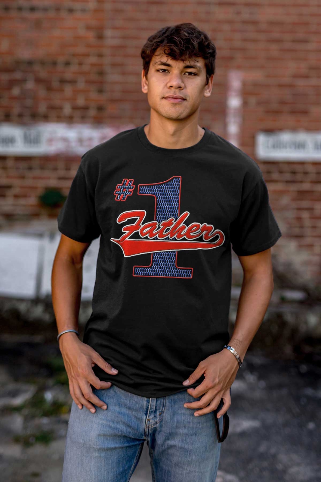 Sports Number 1 Father Day Family Dad Love Mens Casual Crewneck T Shirts Tees