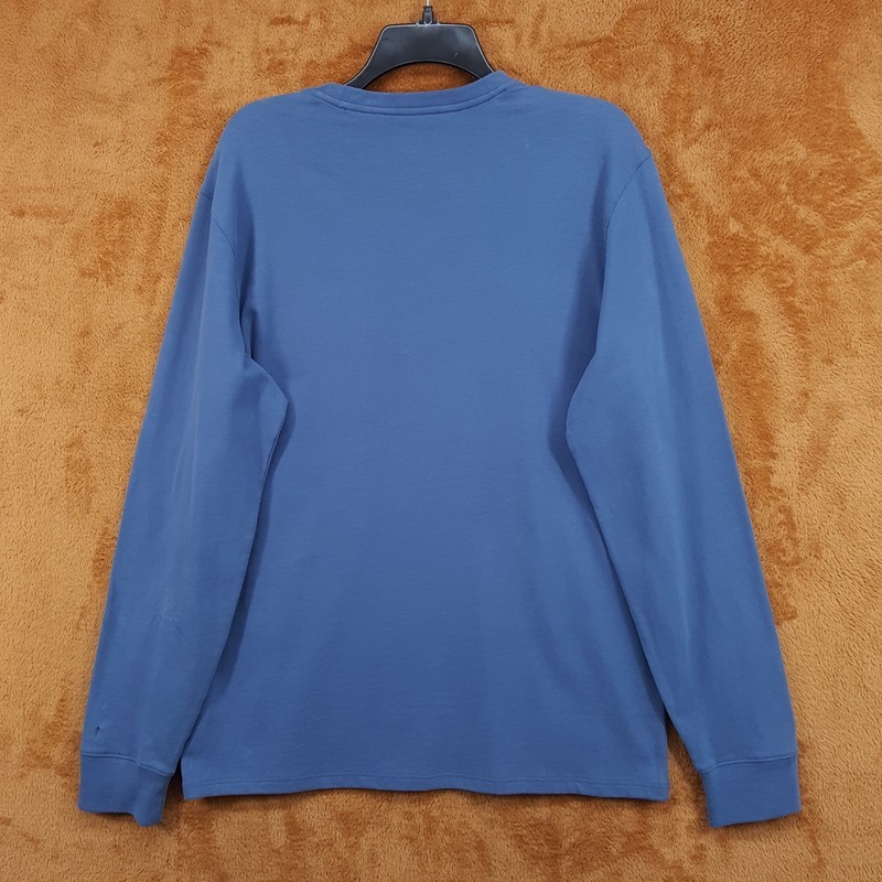 VINCE Shirt Mens Medium Blue Pullover Crew Long Sleeve Sueded Cotton Pocket $145
