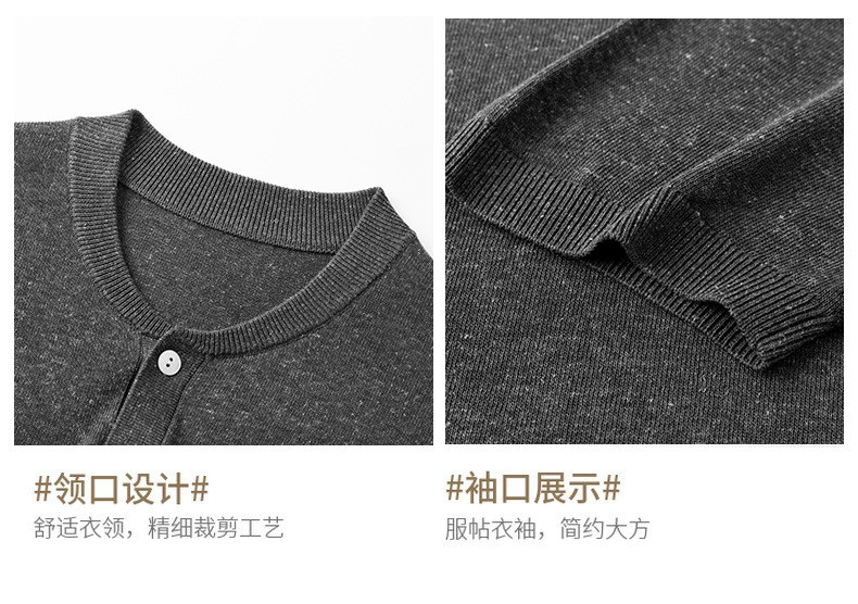 Retro Henry Collar Knitted Short-Sleeved T-Shirt Men Business Linen Blend Top