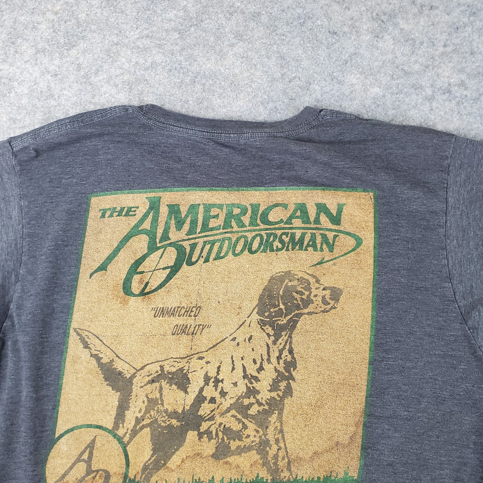 American Outdoorsman Shirt Mens 2XL Gray Crew Neck Short Sleeve Graphic Outdoors